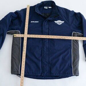 Vintage Bauer Navy The Hague Zip Up Quilt Lined Hockey Winter Jacket Large